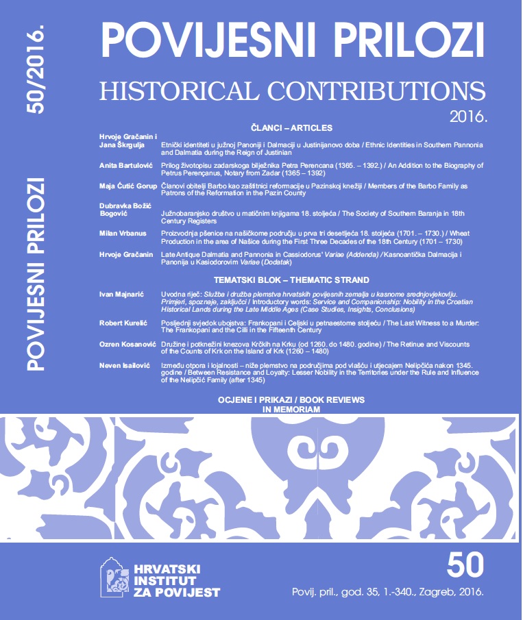 THEMATIC STRAND: Introductory words: Service and Companionship: Nobility in the Croatian Historical Lands during the Late Middle Ages (Case Studies, Insights, Conclusions) Cover Image