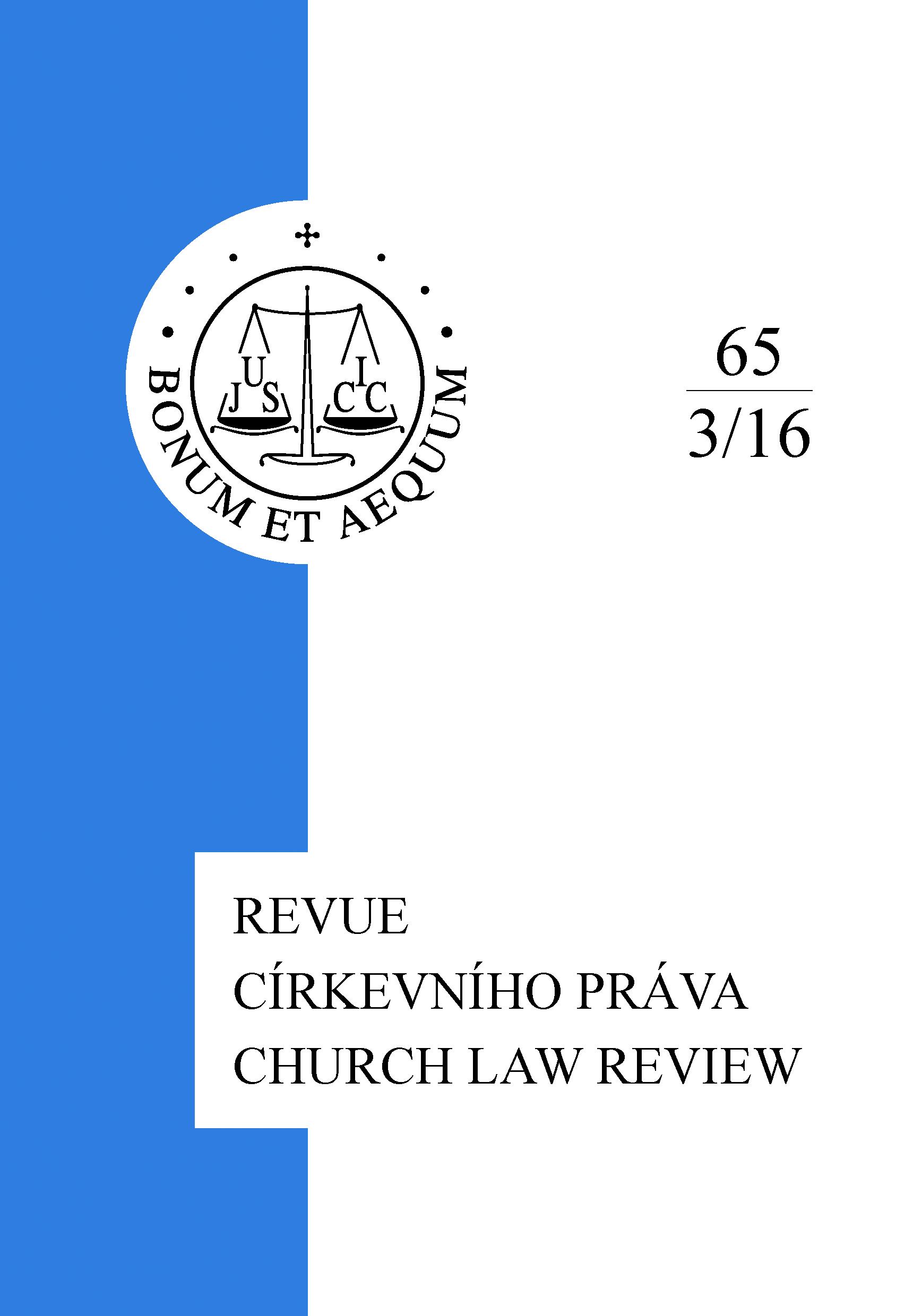 EDITORIAL: Church Law Review Issued Four Times a Year Cover Image