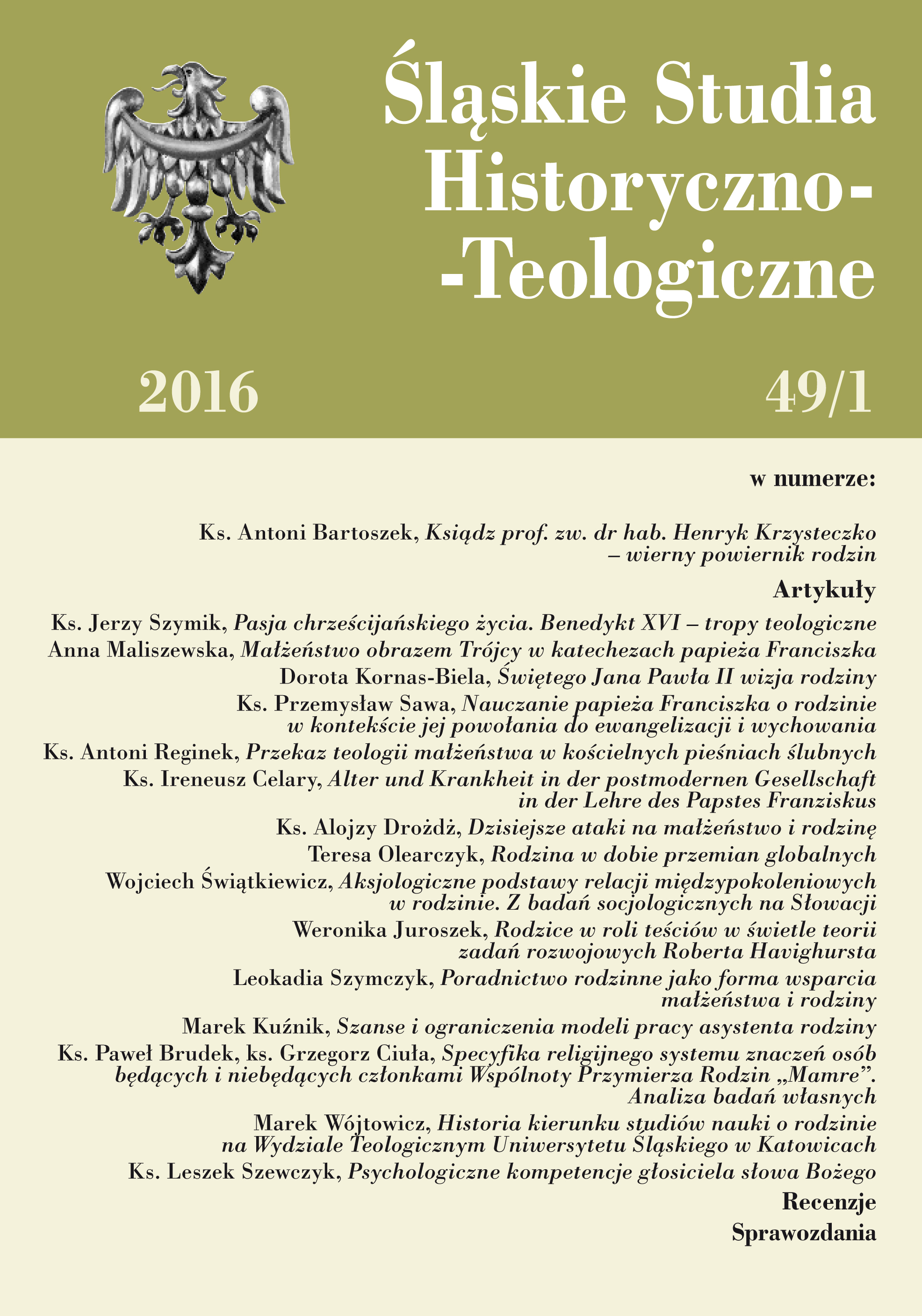 The History of Family Studies at the Faculty of Theology of the University of Silesia in Katowice Cover Image