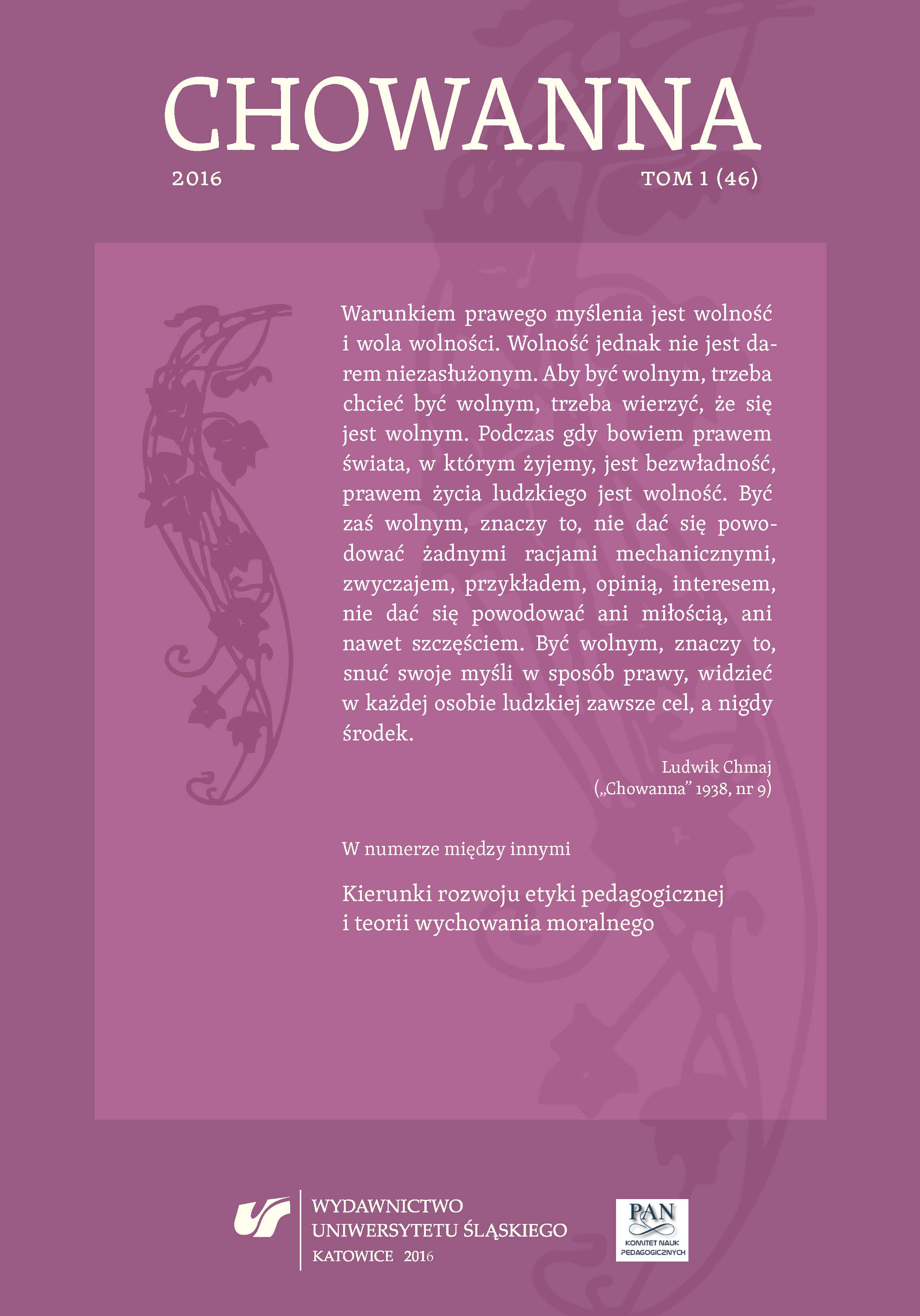 Monographic Part. Developmental Directions of Pedagogical Ethic and Theory of Moral Education (edited by Alicja Żywczok): Preferences Axiological Education Students Cover Image