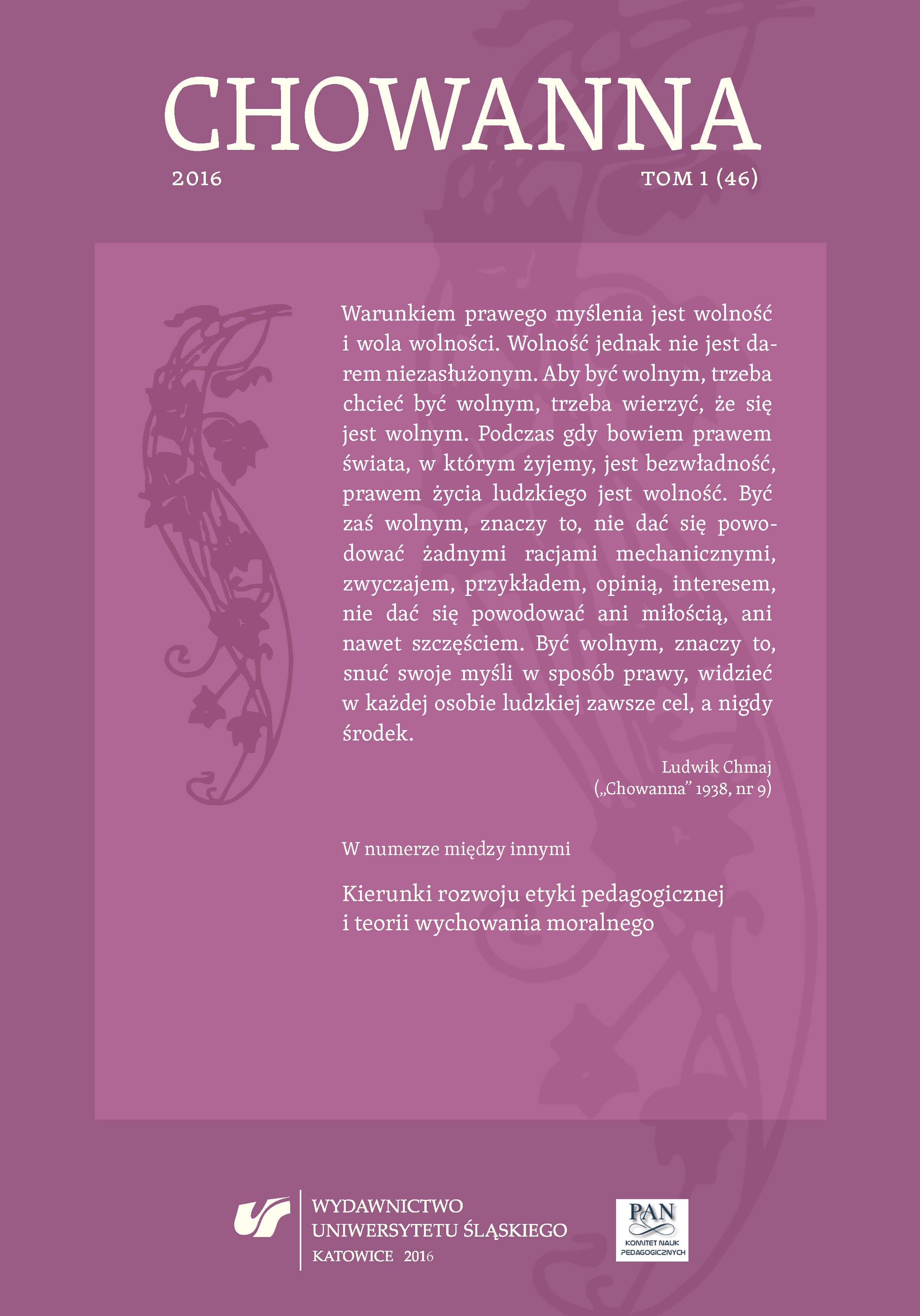 Monographic Part. Developmental Directions of Pedagogical Ethic and Theory of Moral Education (edited by Alicja Żywczok): Pedagogical Ethics as a Basis for Inclusive Education. Case Study Cover Image