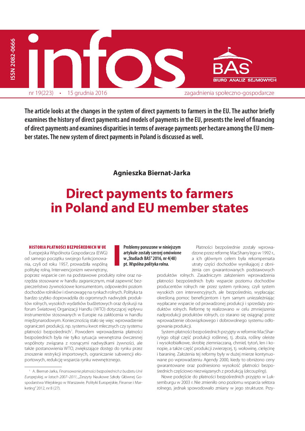 Płatności bezpośrednie w Polsce i UE