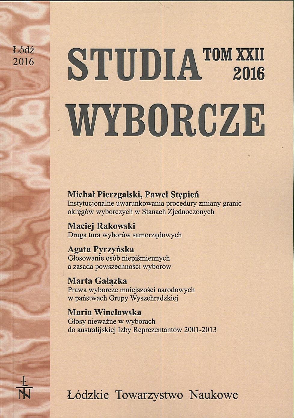 Instytucjonalne uwarunkowania procedury zmiany granic okręgów wyborczych w Stanach Zjednoczonych