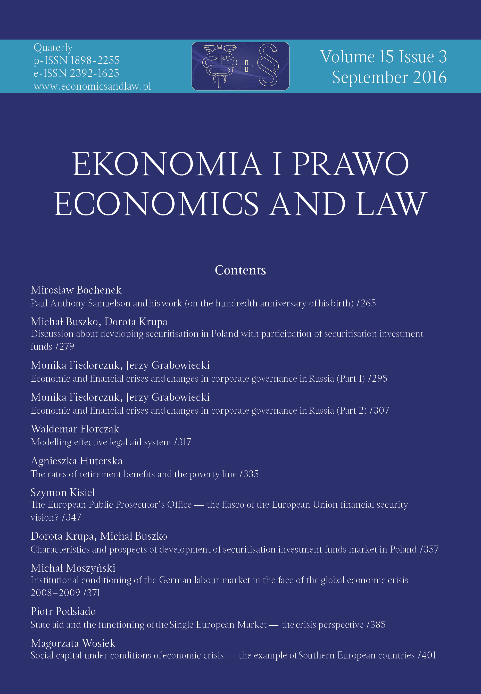 Economic and financial crises and changes in corporate governance in Russia (Part 1) Cover Image