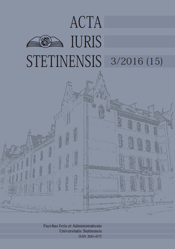 Gloss to the judgment of the Court of Appeal in Szczecin of 1 April 2015 file ref. no II AKA 7/15 Cover Image