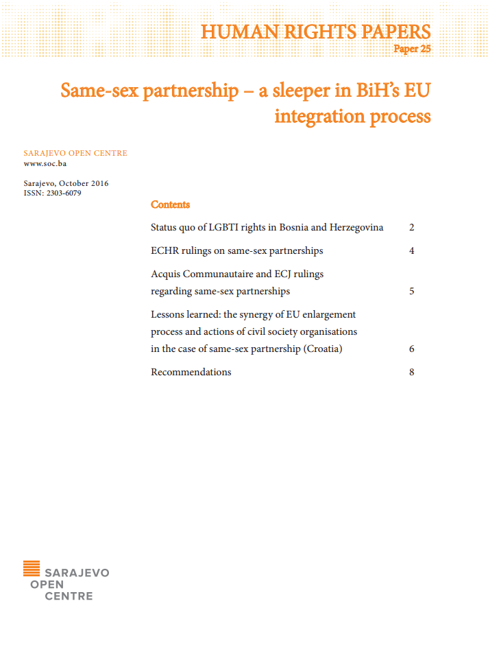 Same-sex partnership – a sleeper in BiH’s EU integration process Cover Image