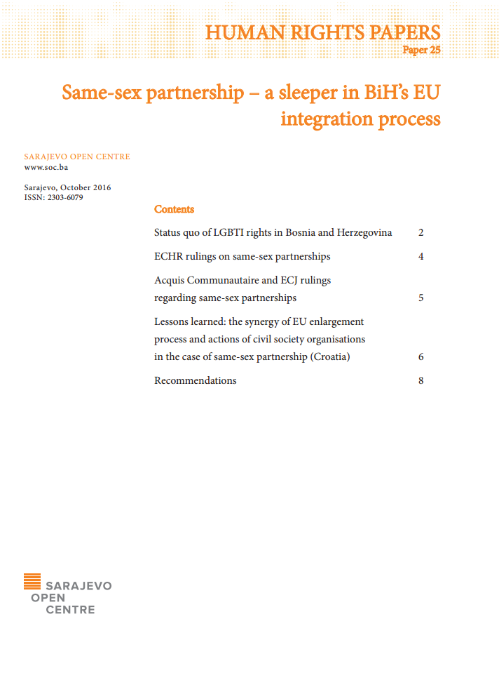 Same-sex partnership – a sleeper in BiH’s EU integration process