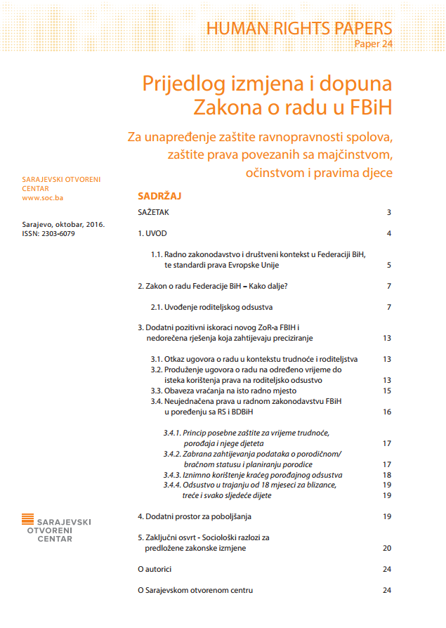 Prijedlog izmjena i dopuna Zakona o radu u FBiH
