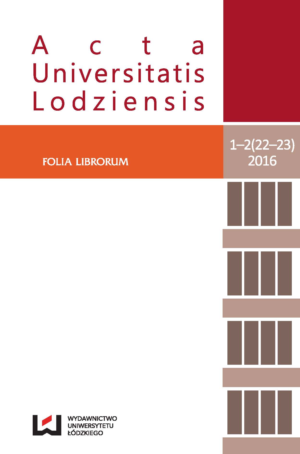 Report from the conference „Paweł Hulka–Laskowski – pisarz, religioznawca, bibliofil i pedagog” (Łódź, 29–30 maja 2015 r.) Cover Image