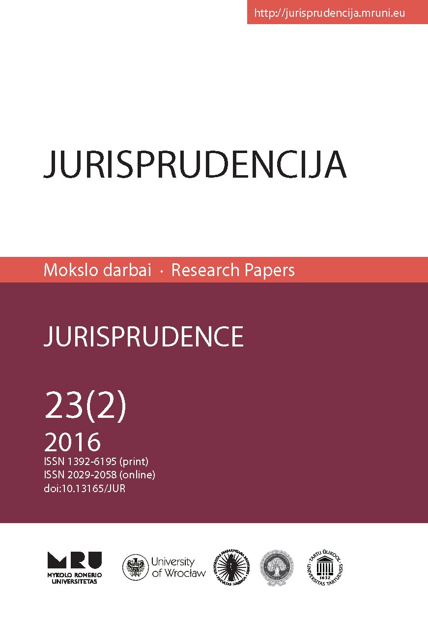 MAIN PROVISIONS AND IMPLEMENTATION PROBLEMS IN APPLYING A MORE LENIENT PENALTY THAN PROVIDED FOR BY LAW UNDER PARAGRAPH 2, ARTICLE 62 OF A CRIMINAL CODE OF LITHUANIA Cover Image