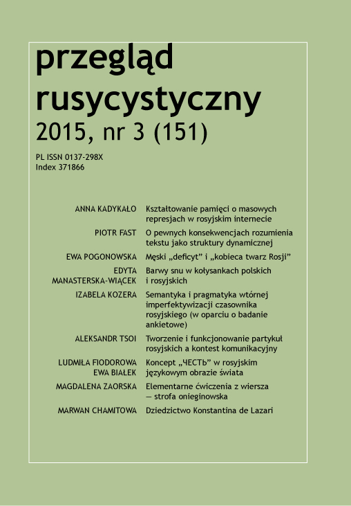 The concept of ЧЕСТЬ (honor) in Russian linguistic worldview Cover Image