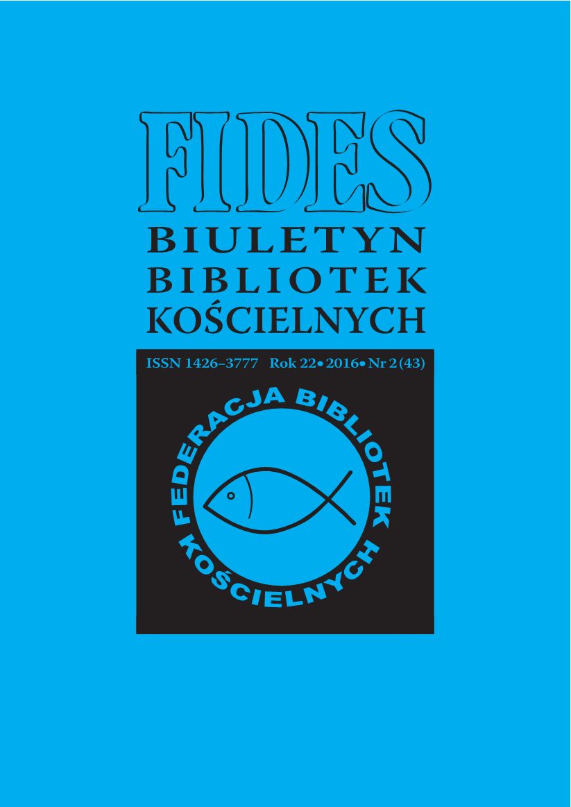 The Way to Unification of the Subject Cataloguing in the Central Catalogue of the Federation of the Church Libraries FIDES Cover Image