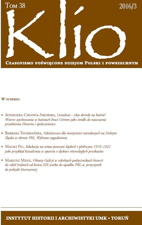 Means of presentation of Galicia in textbooks on History for secondary schools from the end of the nineteenth century to the fall of communist Poland: analysis of historical policy Cover Image
