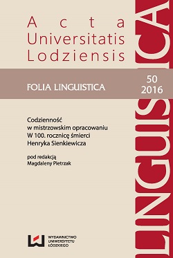 O frazematyce religijnej w wypowiedziach dialogowych
Trylogii Sienkiewicza