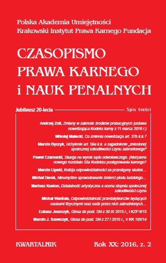 Unintentional causing of death of a human fetus in ethics and Polish Criminal Law Cover Image