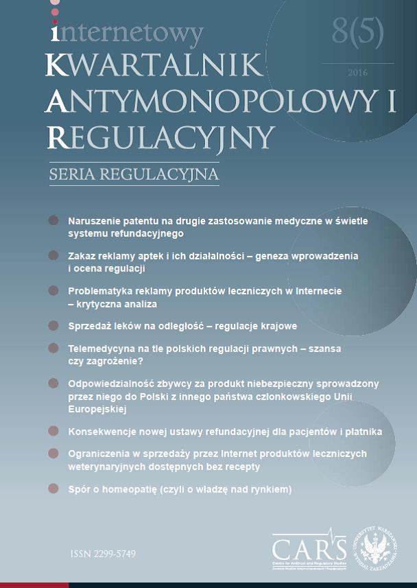 R. Stankiewicz (red.), Instytucje rynku farmaceutycznego, [Institutions of the pharmaceutical market], Wolters Kluwer, Warszawa 2016, s. 450 Cover Image