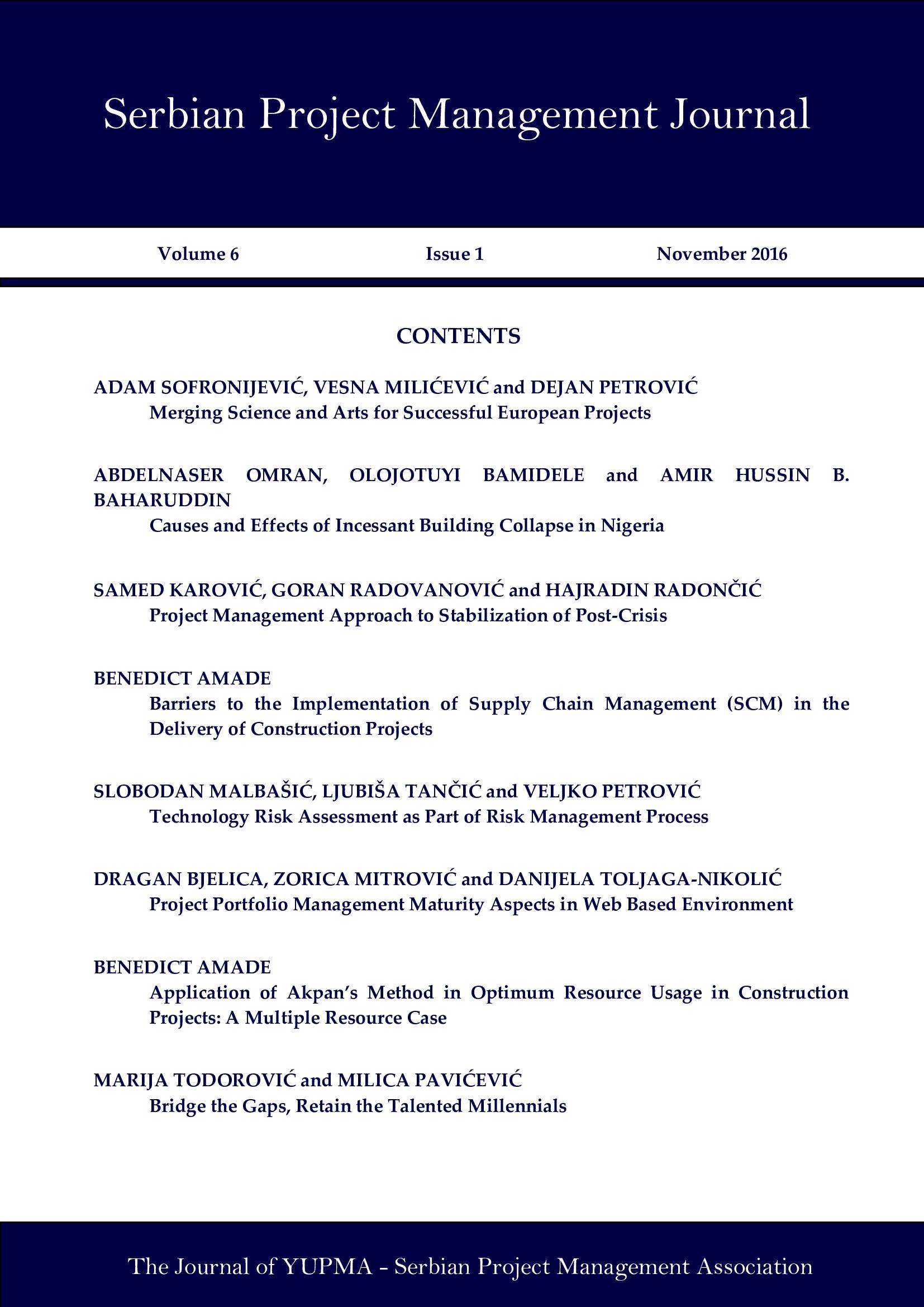 APPLICATION OF AKPAN’S METHOD IN OPTIMUM RESOURCE USAGE IN CONSTRUCTION PROJECTS: A MULTIPLE RESOURCE CASE Cover Image