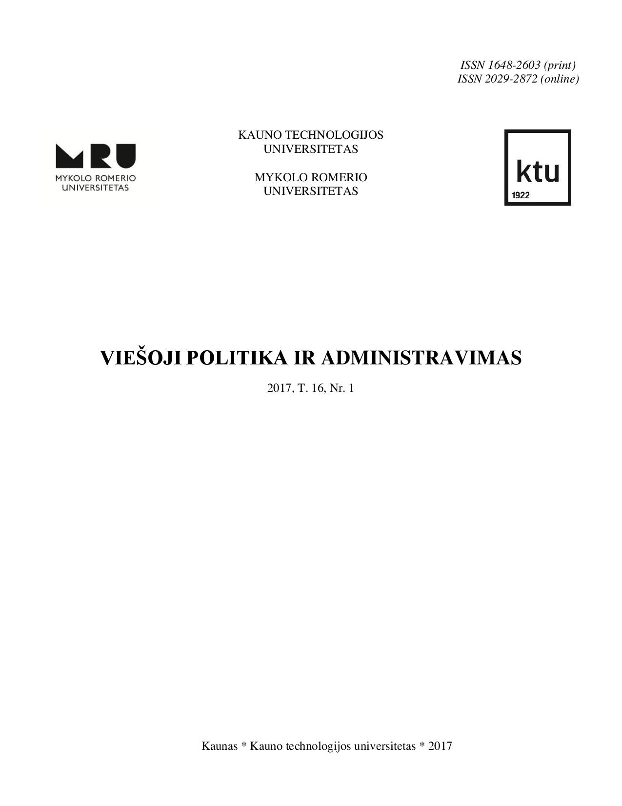 Partnership of Non-governmental Organizations and Local Government Agencies in the Implementation of Family Policy: A Case of Kaunas City Municipality Cover Image