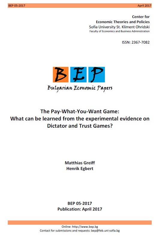 The Pay-What-You-Want Game: What can be learned from the experimental evidence on Dictator and Trust Games? Cover Image