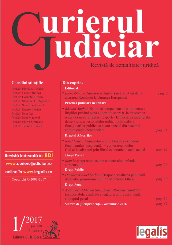 The legal nature of the litigations regarding the retirement financial aid for military personnel, police officials and public servants of penitentiary administration and the substantive jurisdiction over this type of litigations Cover Image