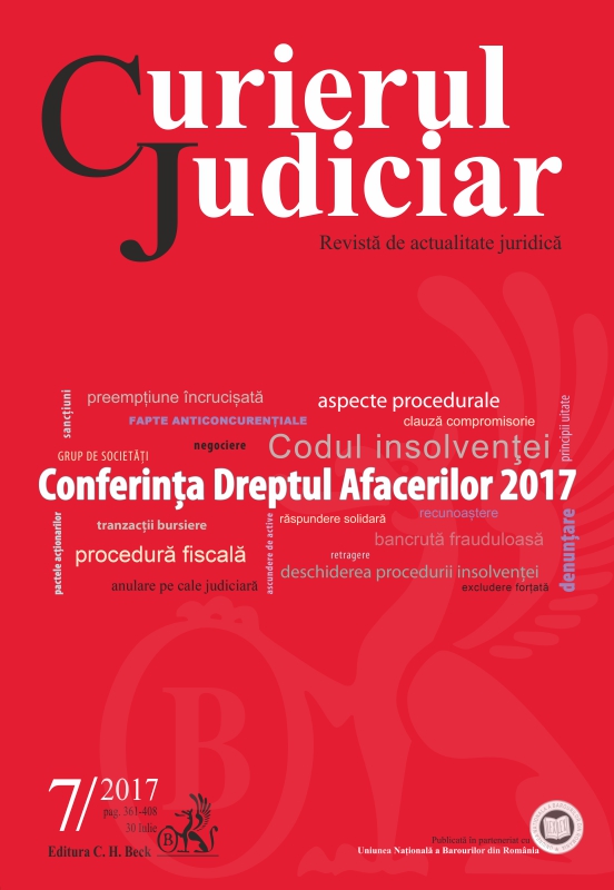 Short Comments with regard to the Joint Liability Regulated by the Fiscal Procedural Code and to the Special Liability Triggered by the Occurrence of Insolvency as Regulated by the Special Legislation Cover Image