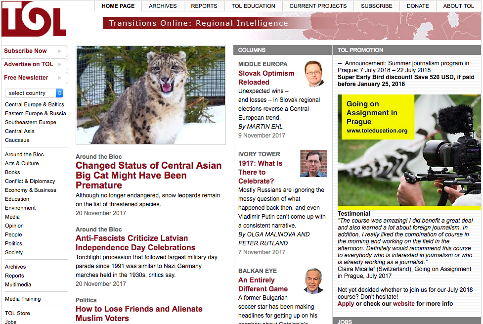 Transitions Online_Around the Bloc-Changed Status of Central Asian Big Cat Might Have Been Premature