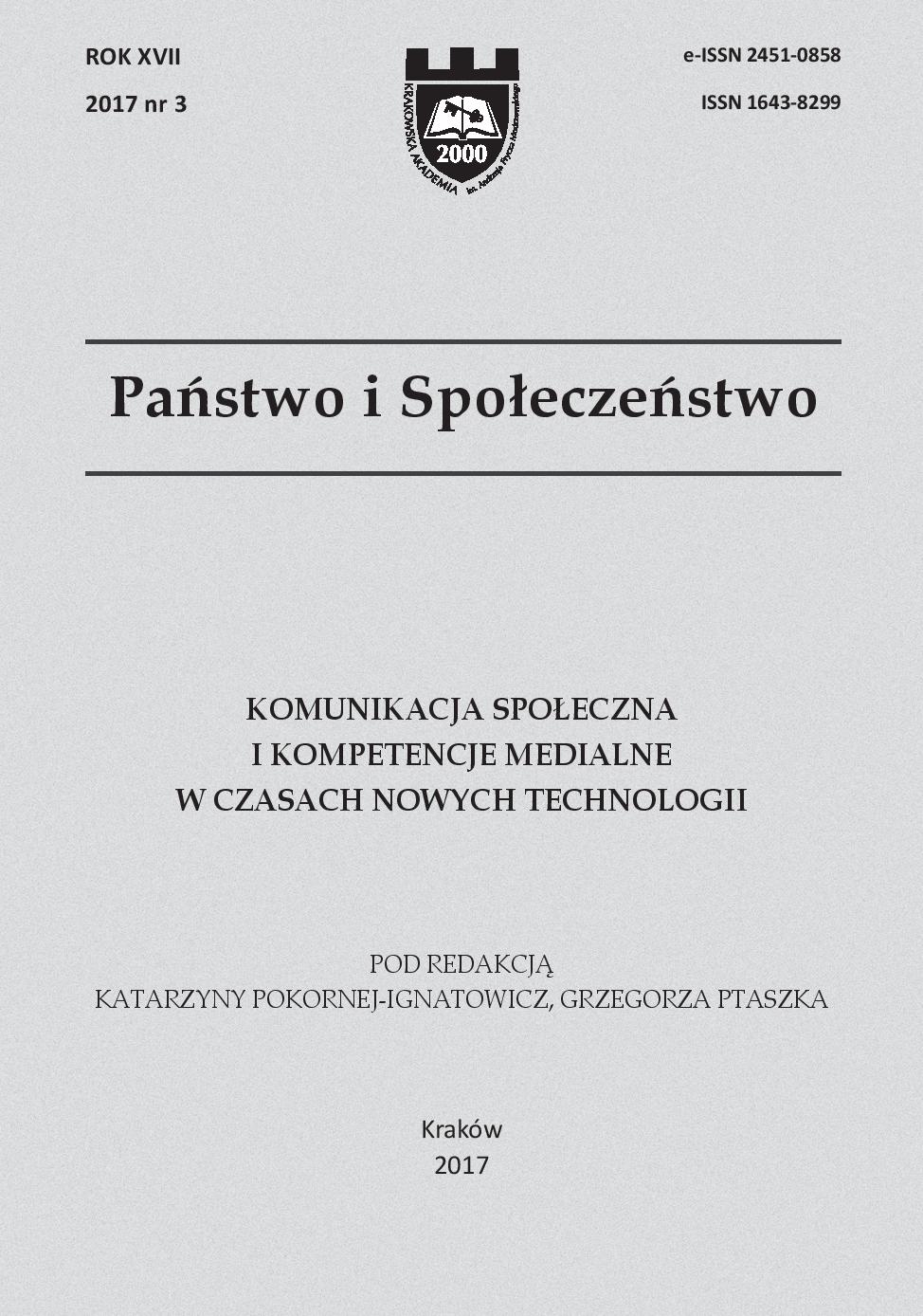 The importance of social communication in the era of new technologies on the example of the promotion of the idea of Participatory Budgeting in Cracow in 2015 Cover Image