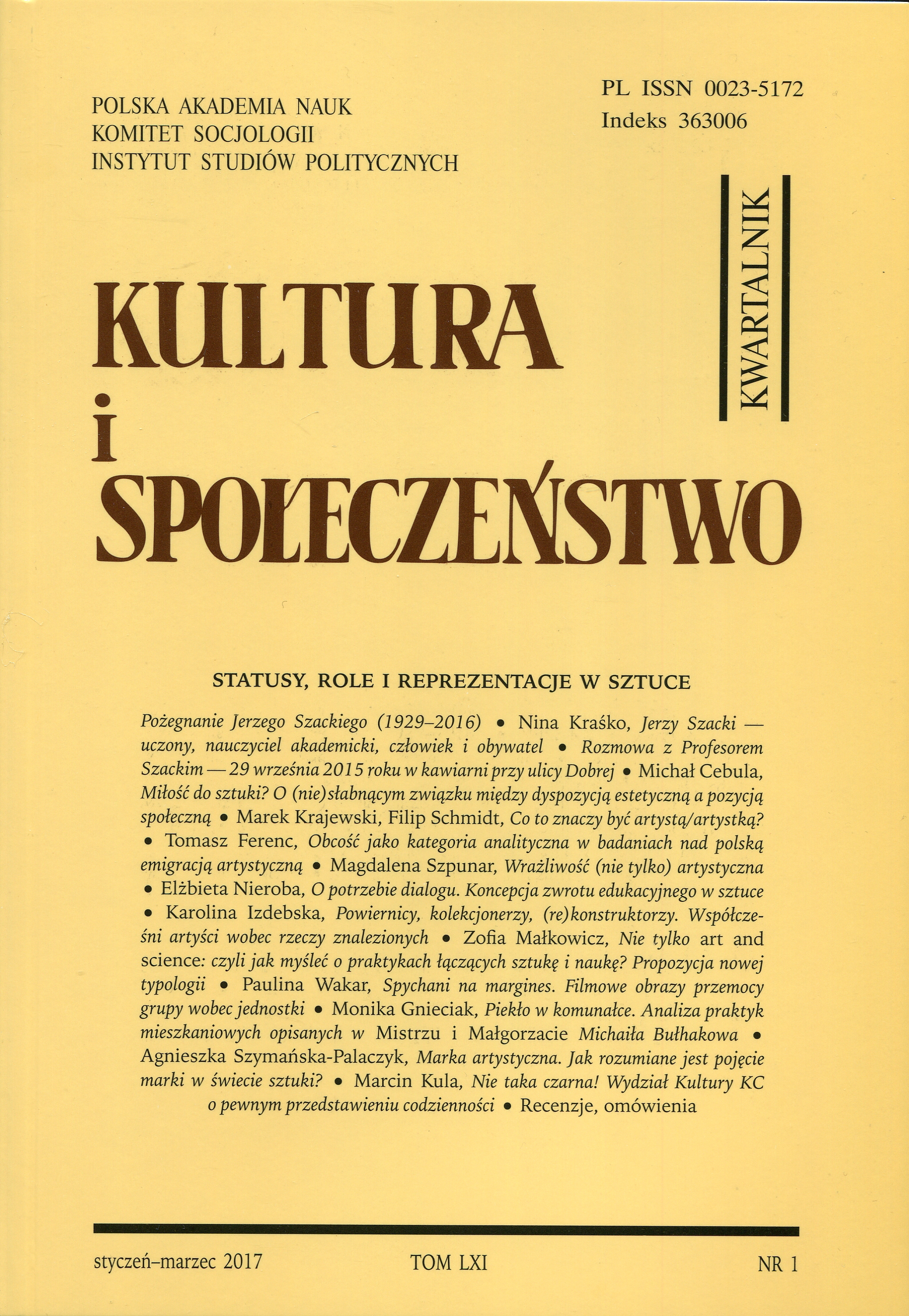 Jerzy Szacki—the Scholar, University Teacher, Human Being, and Citizen Cover Image