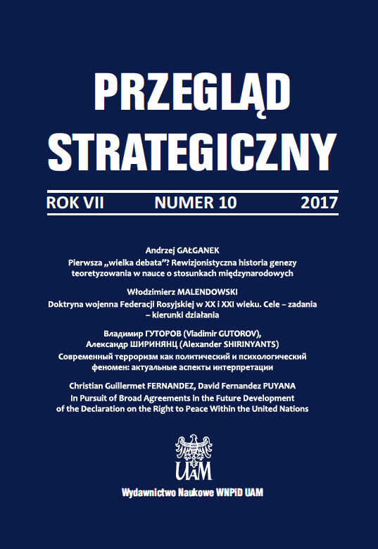 The Concept of “Security” in Annual Speeches of the Republic of Poland Ministers of Foreign Affairs after 2001