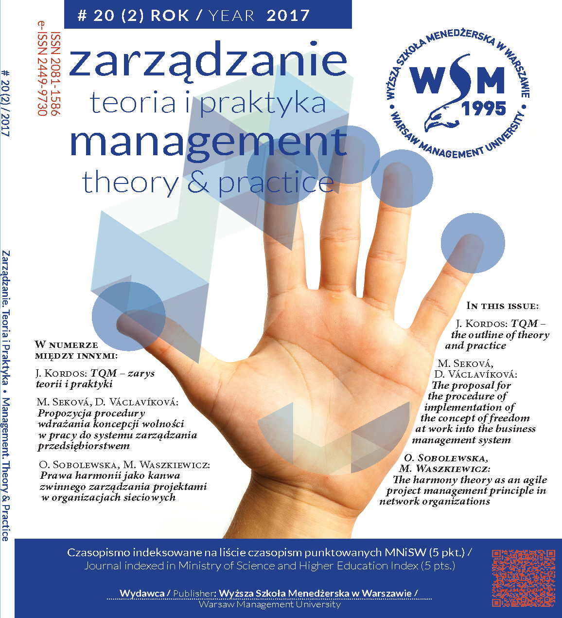 THE PROPOSAL FOR THE PROCEDURE OF IMPLEMENTATION OF THE CONCEPT OF FREEDOM AT WORK INTO THE BUSINESS MANAGEMENT SYSTEM Cover Image