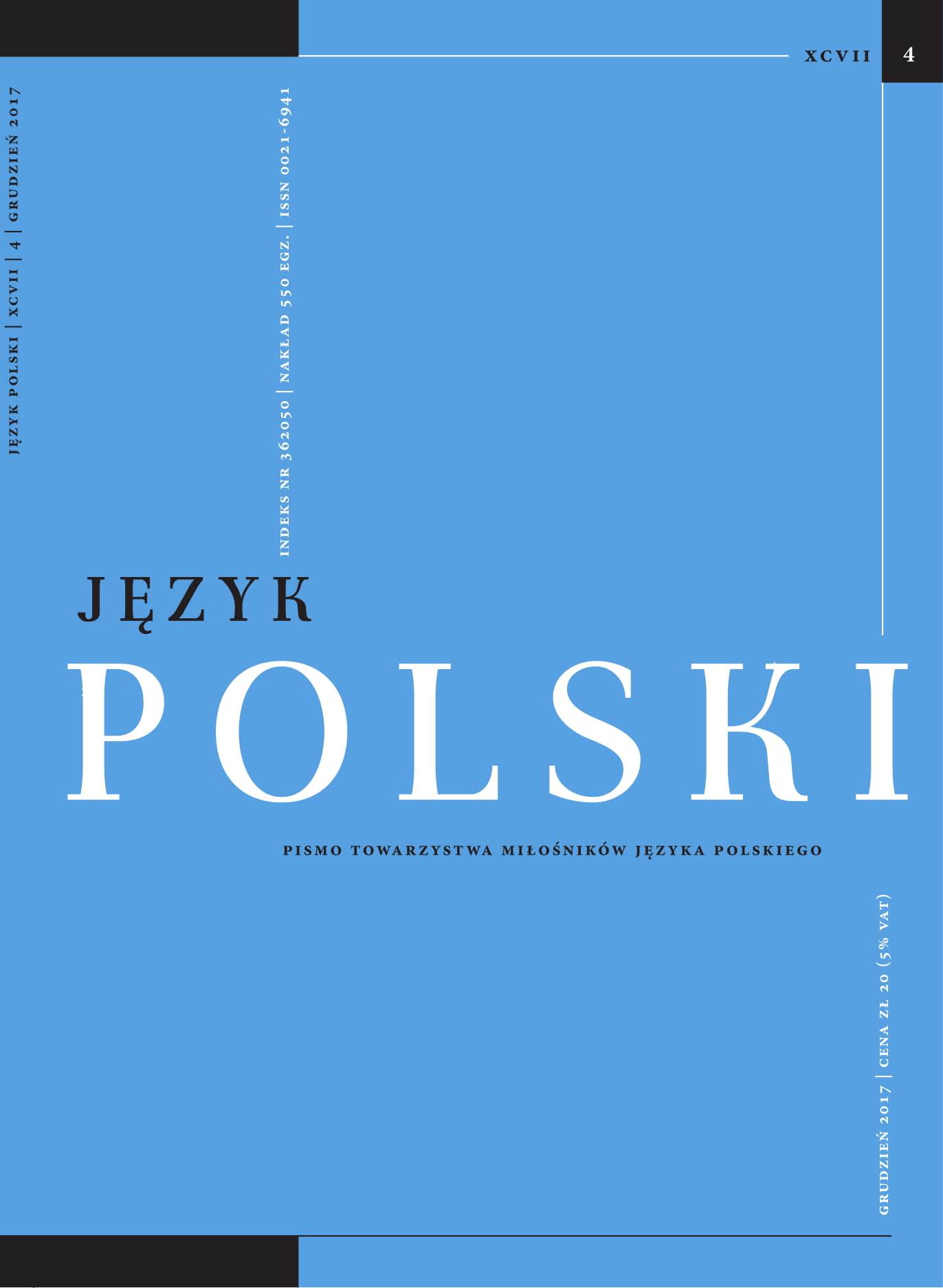 Word formation of female personal names in the aldermen’s book of Szamotuły from the years 1567–1579 Cover Image