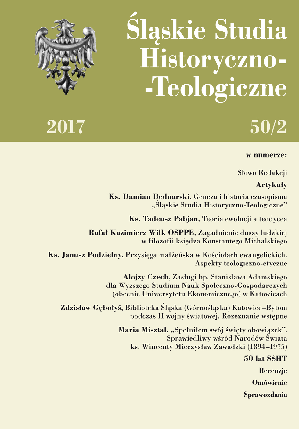 The Origins and History of the Journal “Silesian Historical and Theological Studies” Cover Image