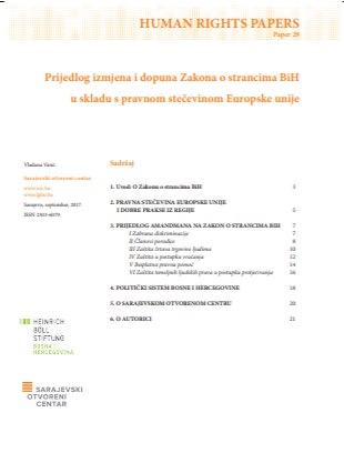 Proposal for Amendments to the Law on Foreigners in BiH in accordance with the acquis communautaire Cover Image