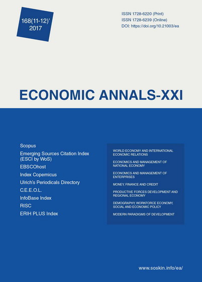 Specialization of countries in the global market of financial services