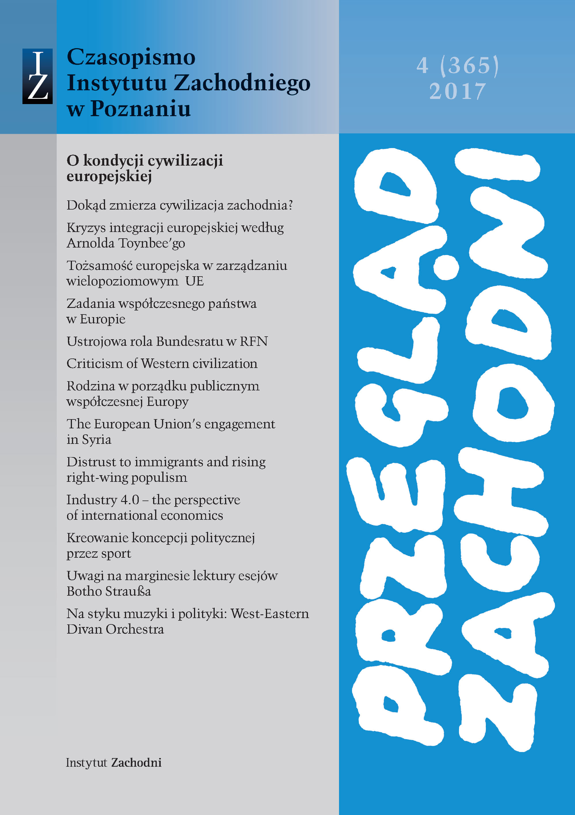 Kryzys integracji europejskiej w świetle koncepcji Arnolda Toynbee'go