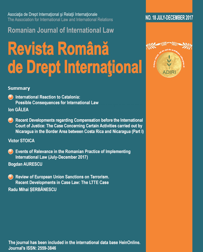 Recent Developments regarding Compensation before the International Court of Justice: The Case Concerning Certain Activities carried out by Nicaragua in the Border Area between Costa Rica and Nicaragua (Part I) Cover Image