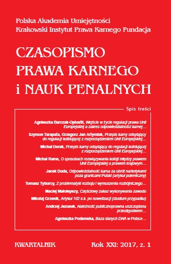 Wejście w życie regulacji prawa Unii Europejskiej a zakres odpowiedzialności karnej za czyn zabroniony opisany w formie blankietu (studium przypadku)