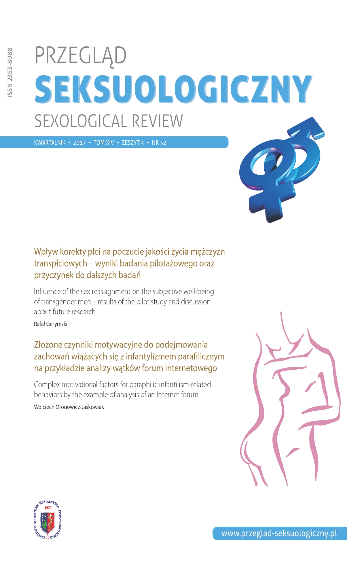 Influence of the sex reassignment on the subjective well-being of transgender men – results of the pilot study and discussion about future research Cover Image