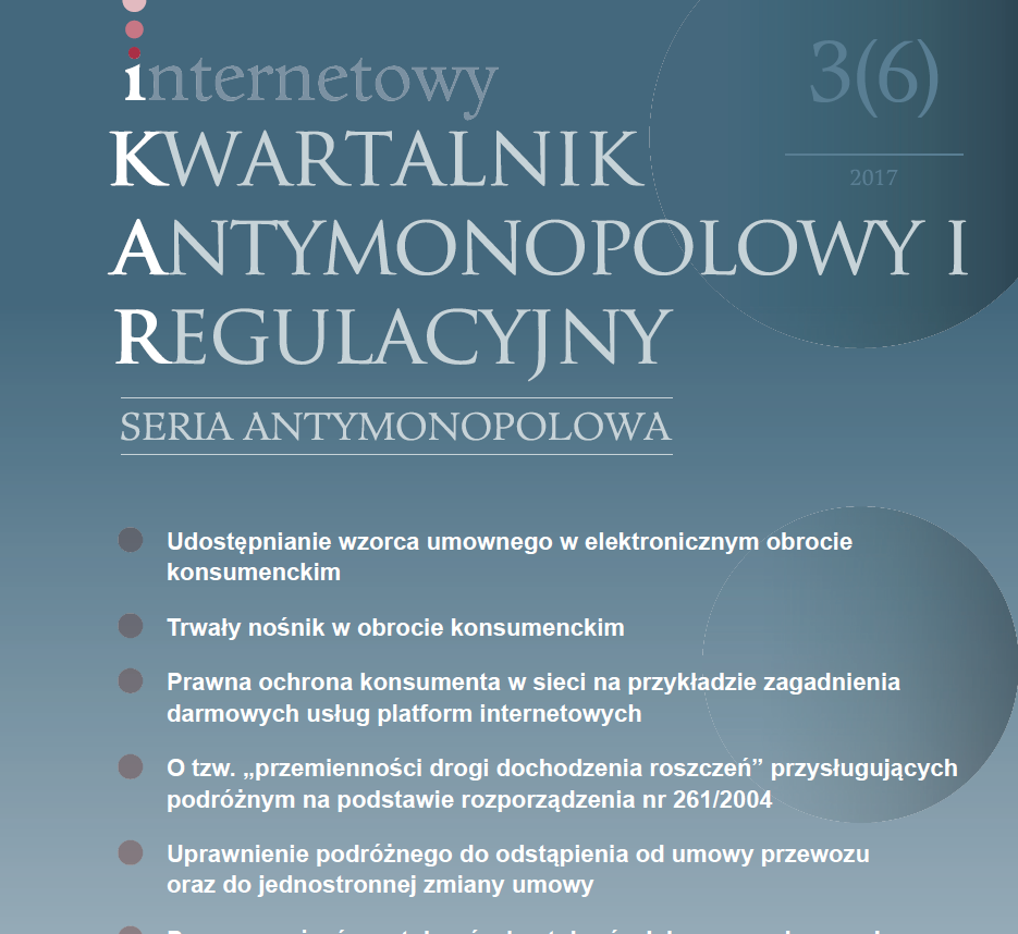 Contemporary challenges of consumer law, ed. Bogusława Gnela, Kinga Michałowska, C.H. Beck, Warsaw 2015, pp. 317 (Iwona Miedzińska) Cover Image
