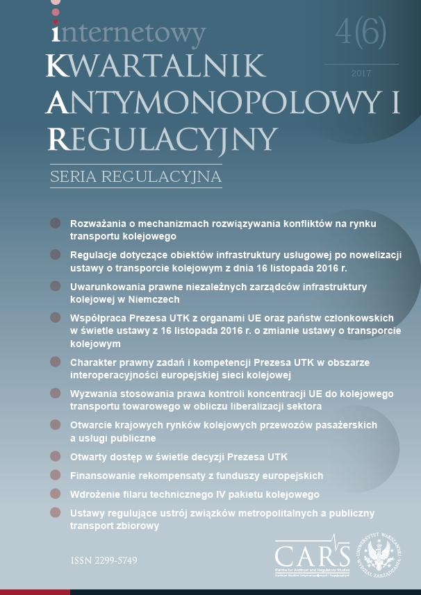 Legal character of duties and competences of the President of the Polish Railway Transport Office (UTK) concerning the interoperability of the European railway network, with particular emphasis on the authorization for operation of a railway vehicle Cover Image