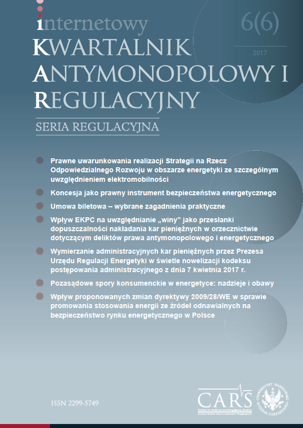 The imposition of administrative fines by the President of the Energy 
Regulatory Office in the context of the amendment of the Code of Administrative Procedure of 7 April 2017 Cover Image