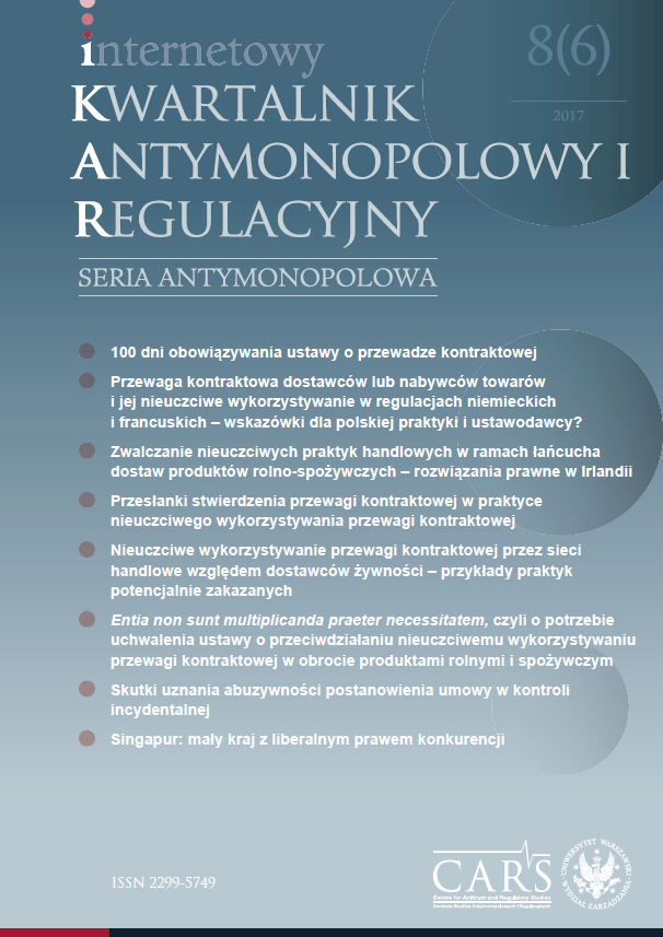 Przewaga kontraktowa dostawców lub nabywców towarów i jej nieuczciwe wykorzystywanie w regulacjach niemieckich i francuskich – wskazówki dla polskiej praktyki i ustawodawcy?