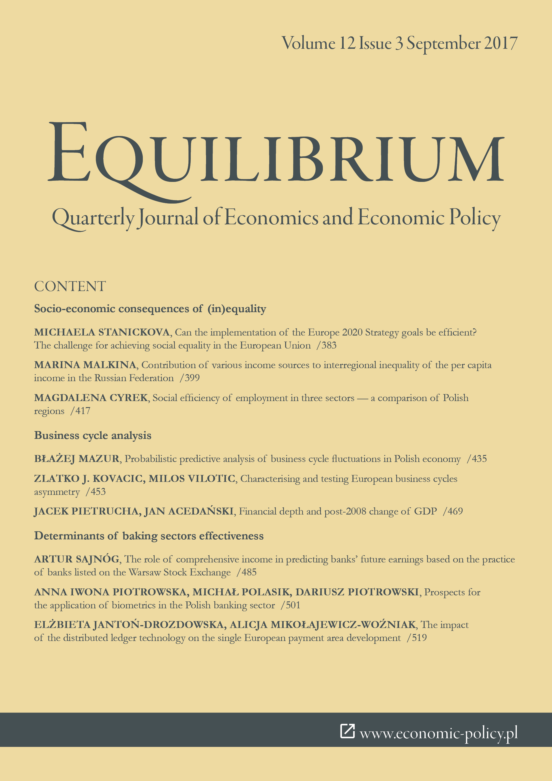 Contribution of various income sources to interregional inequality of the per capita income in the Russian Federation Cover Image