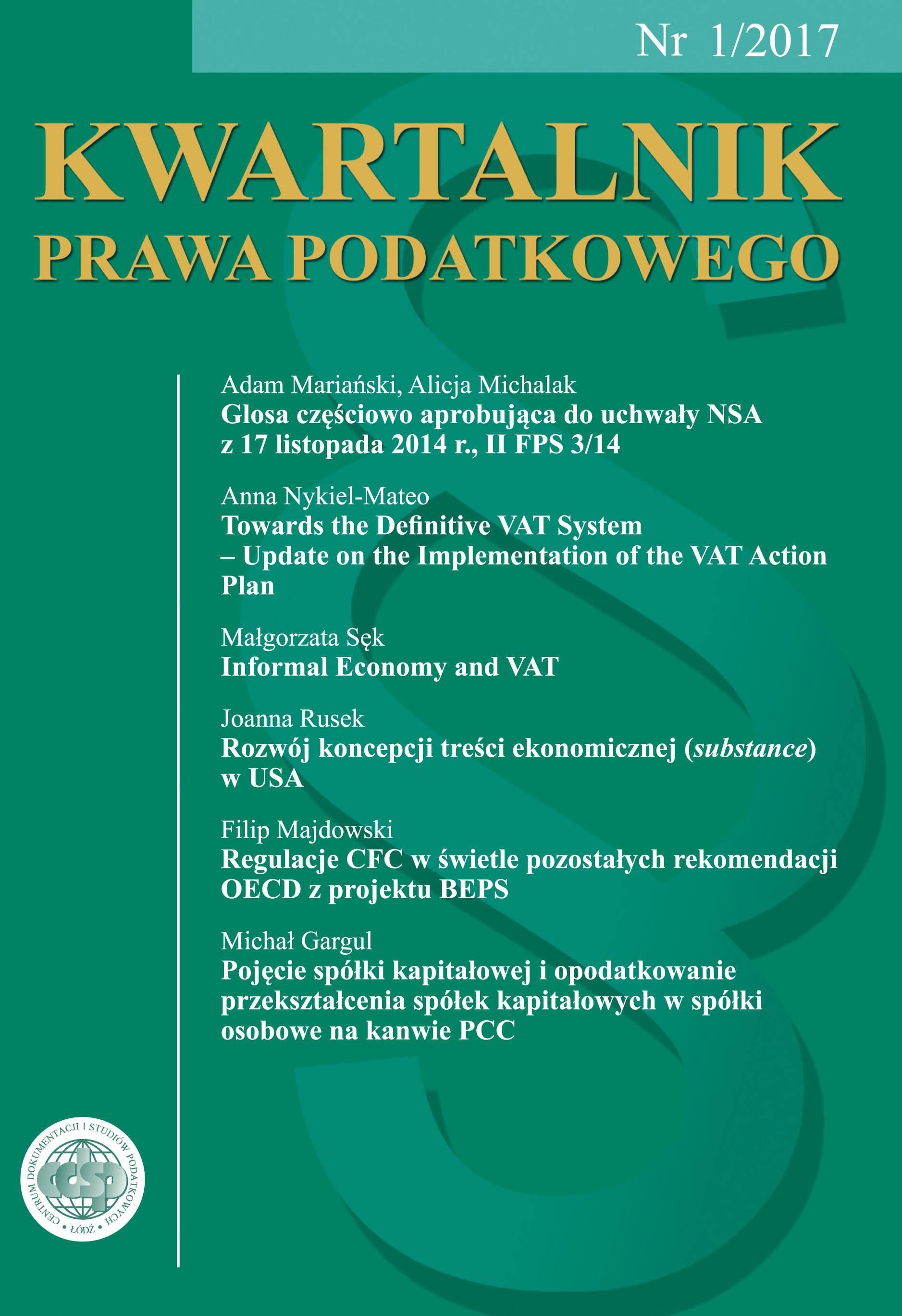 Commentary to the Decision of the Supreme Administrative Court from 17 November 2014, II FSP 3/14 Cover Image