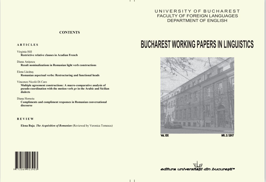 Elena	Buja.	2017.	The	Acquisition	of	Romanian.	Braşov:	Editura	Universităţii
“Transilvania” din Braşov. ix + 215 pp