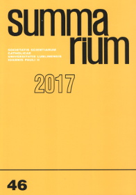 Report on the Activities of the Learned Society of the Catholic University of Lublin from 1 January to 31 December 2017 Cover Image