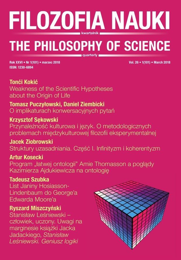 Amie Thomasson’s “Easy Ontology” Program and Kazimierz Ajdukiewicz’s Views on Ontology Cover Image
