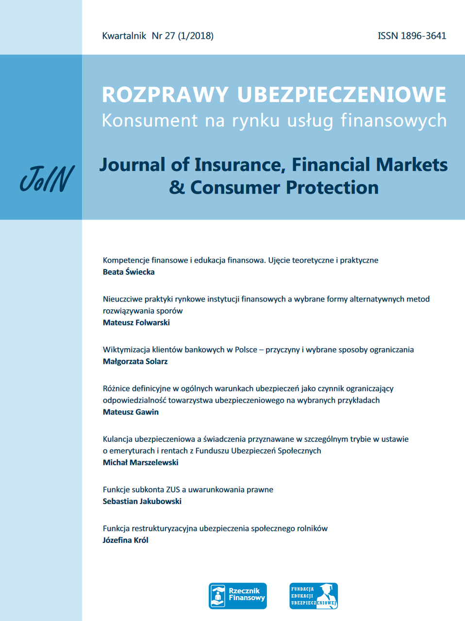 Victimisation of bank clients in Poland – reasons and selected reduction methods Cover Image