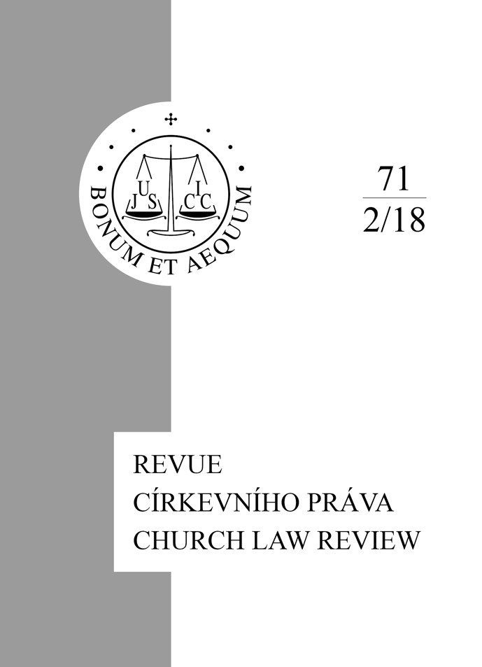 The speech of the Chairman of the Church Law Society at the Celebration of the 150th Anniversary of the Founding of the Všehrd Association of Czech Lawyers Cover Image