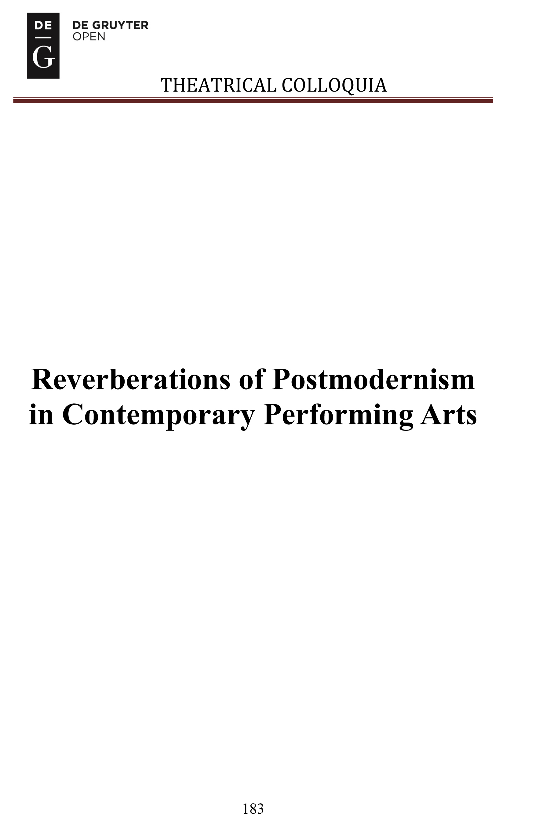 Theatre Performance in Postmodernism Cover Image